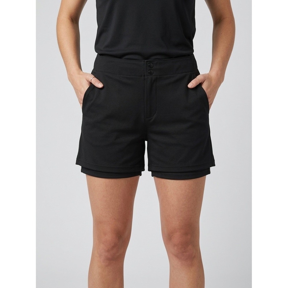 Wilson Womens Athletic Shorts Black Double Snap Zipper Fly Size Large RDCI
